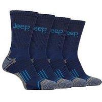 Sockshop Jeep Tech Performance Crew Sports Socks 4 Pack - Navy