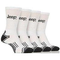 Sockshop Jeep Tech Performance Crew Sports Socks 4 Pack - White
