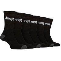 Sockshop Jeep Sports Crew Socks 6 Pack - Black