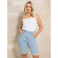 Yours Curve Basic Denim Shorts - Blue