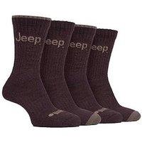 Sockshop Jeep Performance Boot Crew Socks 4 Pack - Brown