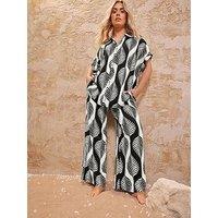 Yours Curve Textured Wide Leg Trouser