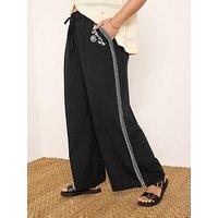 Yours Curve Embroidery Wide Leg Trouser