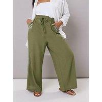 Yours Curve Embroidery Wide Leg Trouser