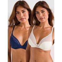 Dorina Lincoln-2Pk Light Padded Plunge Bra - Blue/Ivory Second Size