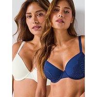 Dorina Lincoln 2Pk Light Padded Demi Bra - Blue/Ivory Second Size