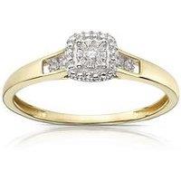 H. Samuel 9Ct Yellow Gold Engagement Ring. 0.04Ct Total Diamond Cushion Ring