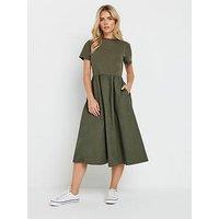 M&Co Petite Petite Short Sleeve Midi Dress - Green