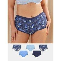 Yours Curve 5 Pack Butterfly Full Brief - Blue