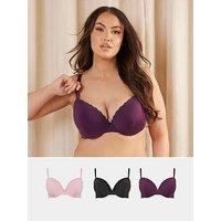 Yours Curve 3 Pack Lace Trim T-Shirt Bra - Pink