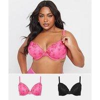 Yours Curve 2 Pack Embroidered Padded Bra
