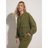 Yours Curve Linen Bomber Jacket