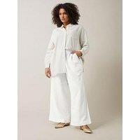 Evans Wide Leg Linen Trouser - White