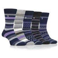 Farah Bamboo Patterned Crew Socks 5 Pack - Multi