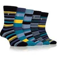 Farah Bamboo Stripe Crew Socks 5 Pack - Multi