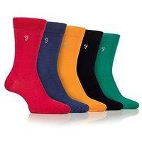 Farah Bamboo Plain Crew Socks 5 Pack - Multi