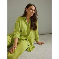 Evans Wide Leg Linen Trouser - Green