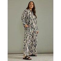 Evans Wide Leg Linen Trouser - Natural