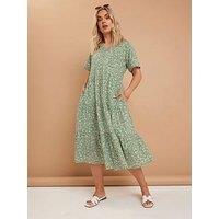 Yours Curve Cotton Tiered Dress