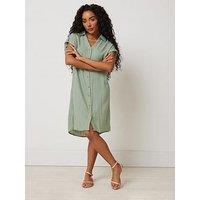 M&Co Petite Petite Relaxed Shirt Dress - Green