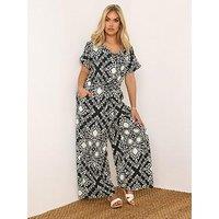 Yours Curve Tie Waist Jumpsuit - Black