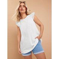 Yours Curve Anglaise Frill Vest - White