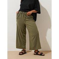 Yours Curve Tie Waist Culotte - Green