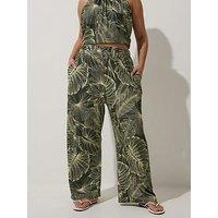 Yours Curve Palm Print Trouser