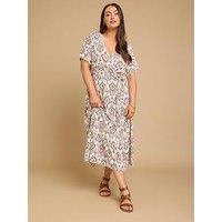 Yours Curve Wrap Front Grown On Sleeve Dress - White