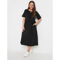 Yours Curve Bow Front Throw On Dress - Black