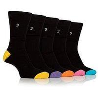 Farah Bamboo Contrast Crew Socks 5 Pack - Black