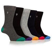 Farah Bamboo Contrast Crew Socks 5 Pack - Multi