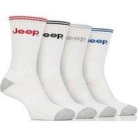Sockshop Jeep Cushioned Crew Socks 4 Pack - White