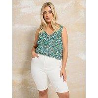 Yours Curve Basic Denim Short - White