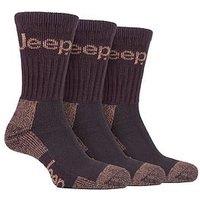 Sockshop Jeep Luxury Terrain Boot Crew Socks 3 Pack - Brown