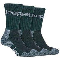 Sockshop Jeep Luxury Terrain Boot Crew Socks 3 Pack - Green