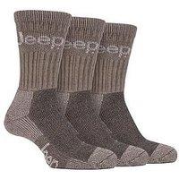 Sockshop Jeep Luxury Terrain Boot Crew Socks 3 Pack - Khaki