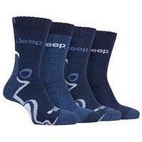 Sockshop Jeep Technical Performace Boot Crew Socks 4 Pack - Navy