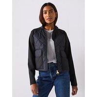 Barbour International Ebony Quilted Sweat Bomber Jacket - Black