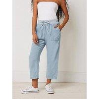 M&Co Petite Petite Rib Tie Waist Crop Trouser