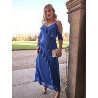Yours Curve Ruffle Cold Shoulder Cami Dress - Blue