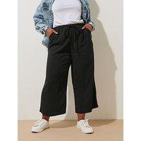 Yours Curve Tie Waist Culotte - Black