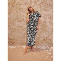 Yours Curve Plisse Tie Front Dress - Black