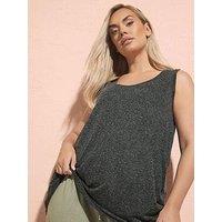 Yours Curve Linen Look Vest - Black