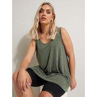 Yours Curve Linen Look Vest - Green