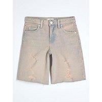 River Island Older Girl Denim Distressed Ripped Jorts - Blue