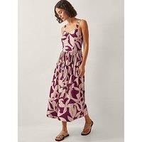 Monsoon Annie Print Dress - Burgundy