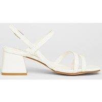 Quiz Wide Fit White Slingback Block Heels