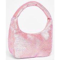 Quiz Pink Satin Diamante Bag
