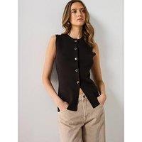 Mango Fine Knit Waistcoat With Buttons - Brown